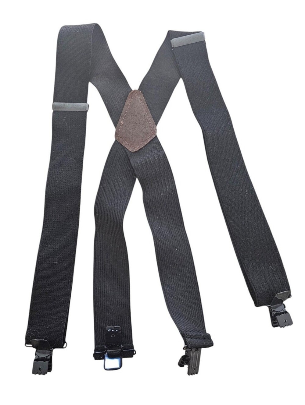 Sunbelt USA Mens Vintage Suspenders Braces Black w/ Brown Leather